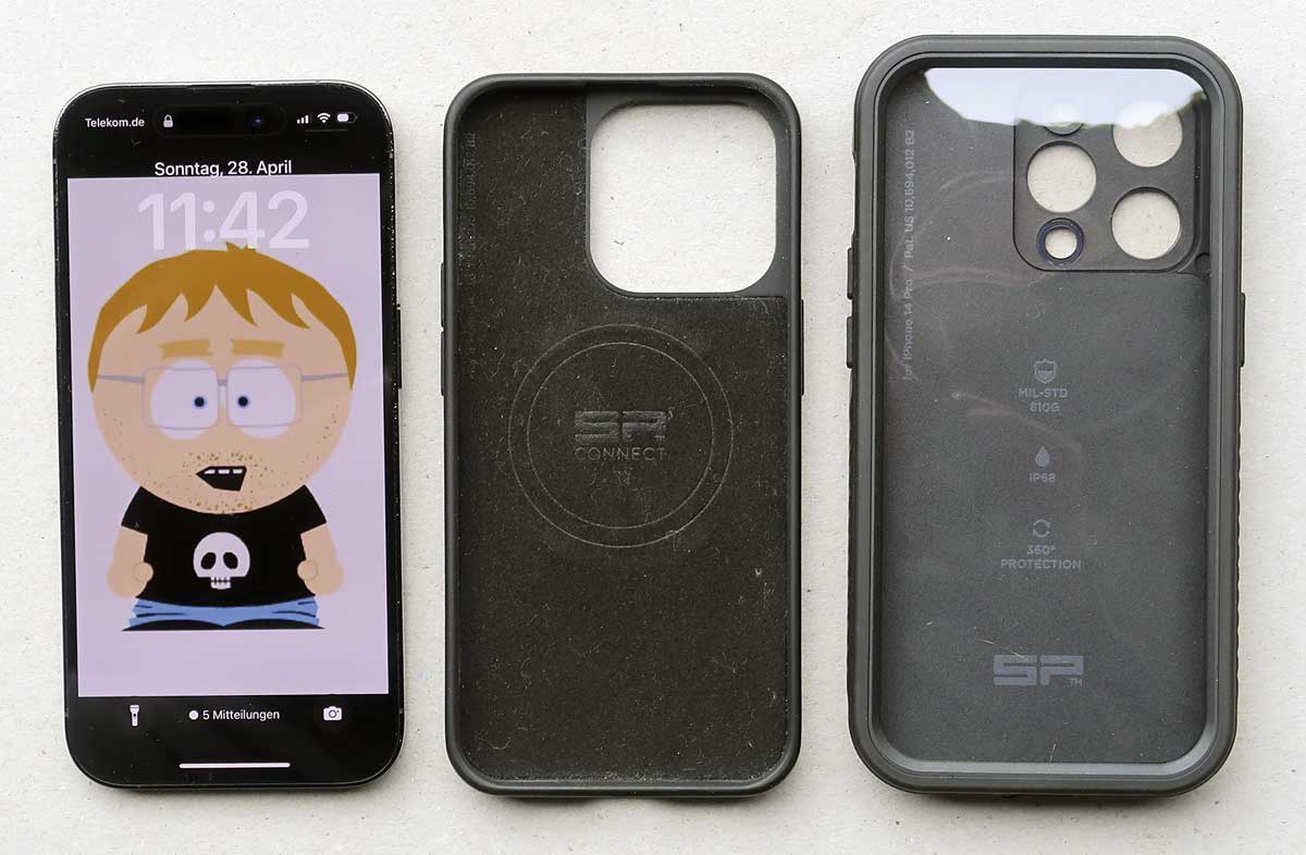 Größenvergleich iPhone 14 pro, SP Connect SPC+ Case, SP Connect Phone Case Extreme